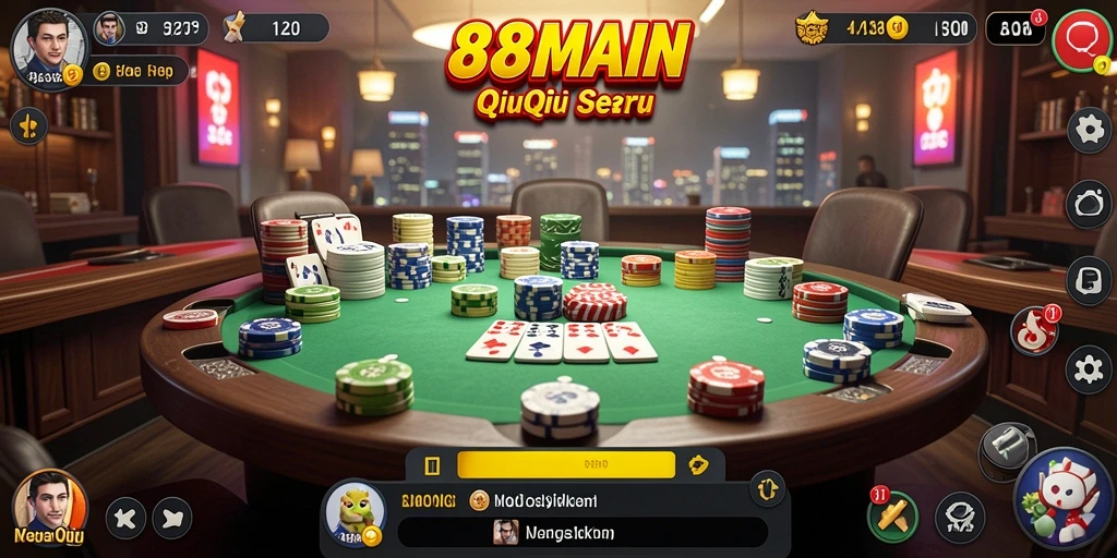 Screenshot 88MAIN menampilkan aksi seru permainan QiuQiu.