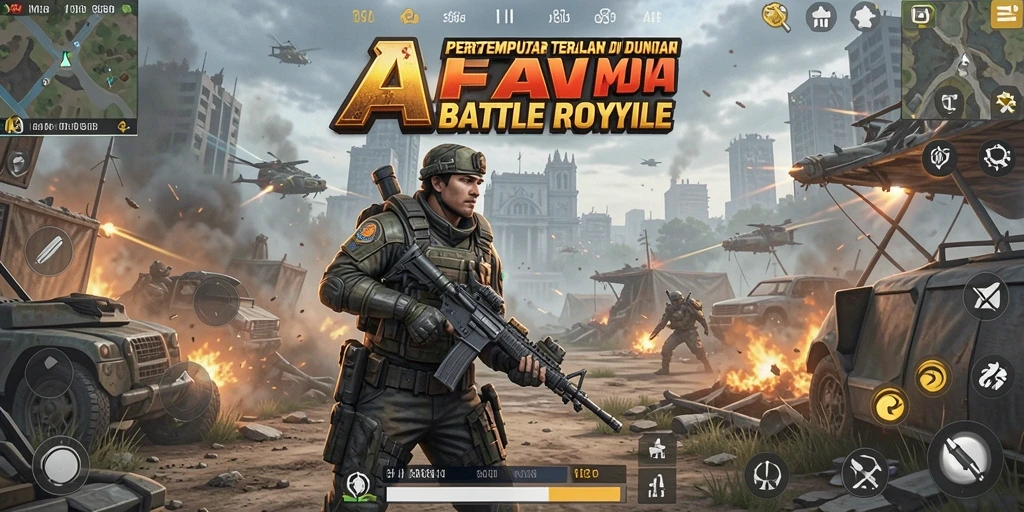 Gameplay AFAF menampilkan aksi seru dalam pertempuran Battle Royale.