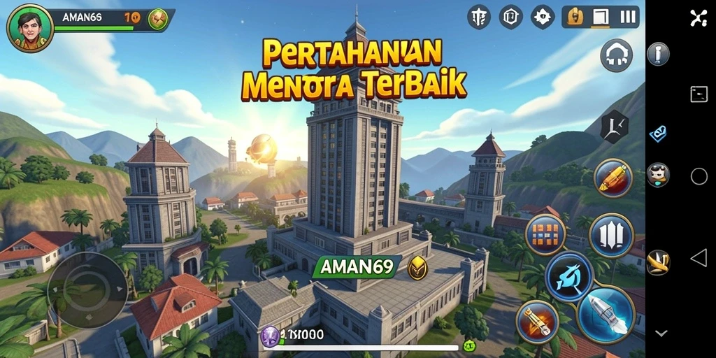 Tangkapan layar AMAN69 menampilkan aksi seru pertahanan menara.
