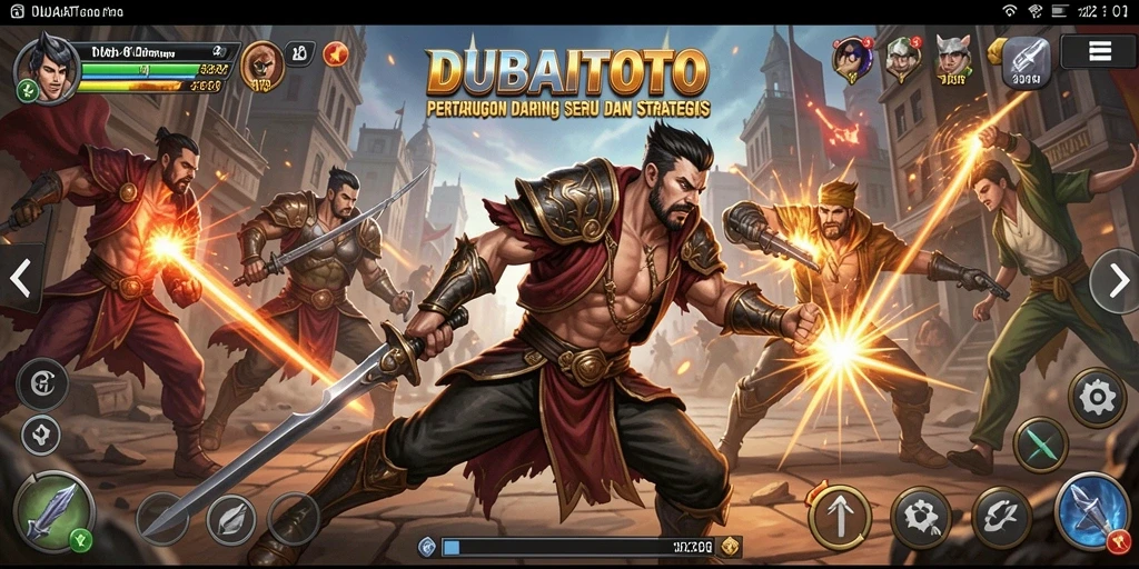 Tampilan gameplay DUBAITOTO dengan karakter yang beraksi dinamis.