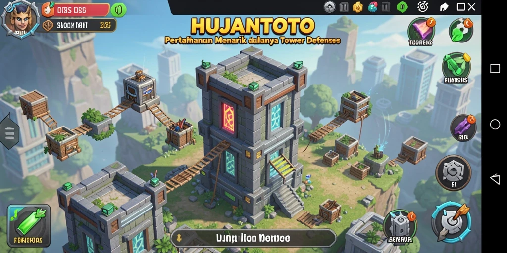 Tampilan gameplay menawan HUJANTOTO dengan elemen Tower Defense yang seru.