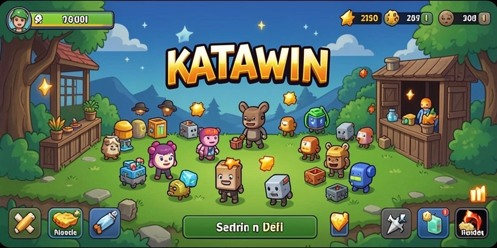Tampilan gameplay menarik dari KATAWIN dengan mekanisme Idle.