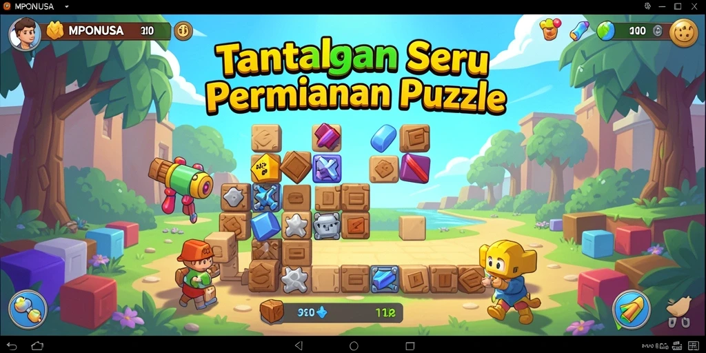 Tampilan gameplay seru di MPONUSA dengan berbagai teka-teki menantang.