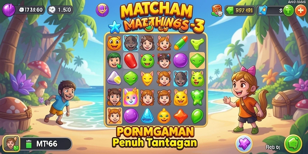Screenshot gameplay Match-3 yang seru dan penuh warna di MT966.