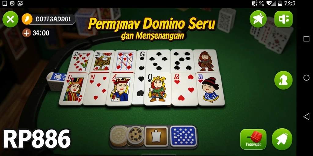 Screenshot gameplay RP886 yang menunjukkan aksi permainan domino yang seru.